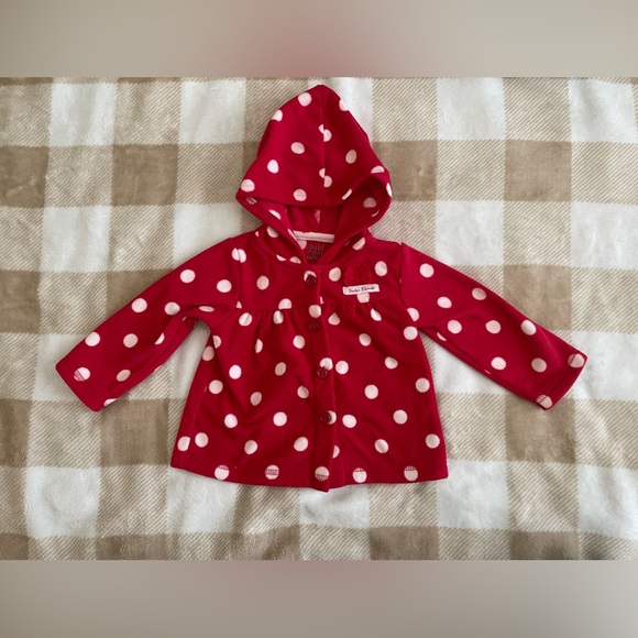 Santa’s Favorite Carter's Red and White Polka Dot Hooded Jacket - Picture 1 of 4